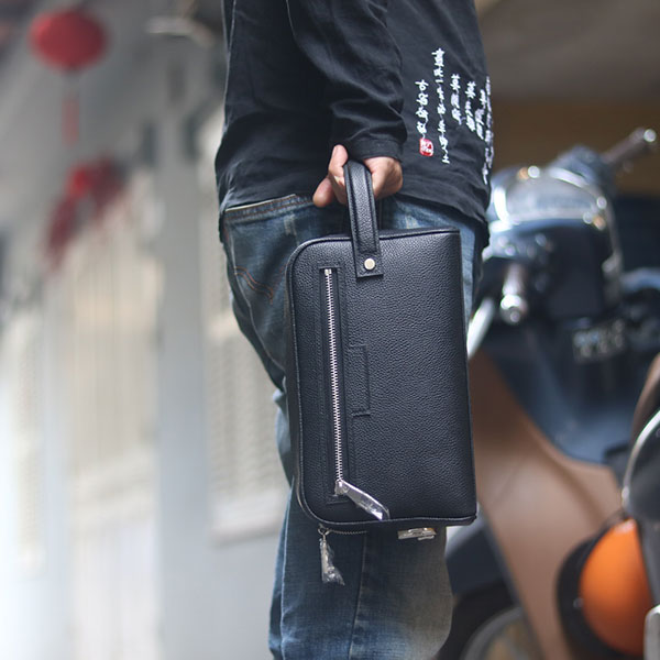 Lano CLTK09 上質ハンドメイドレザー 手持ちクラッチバッグ 1ファスナー付き