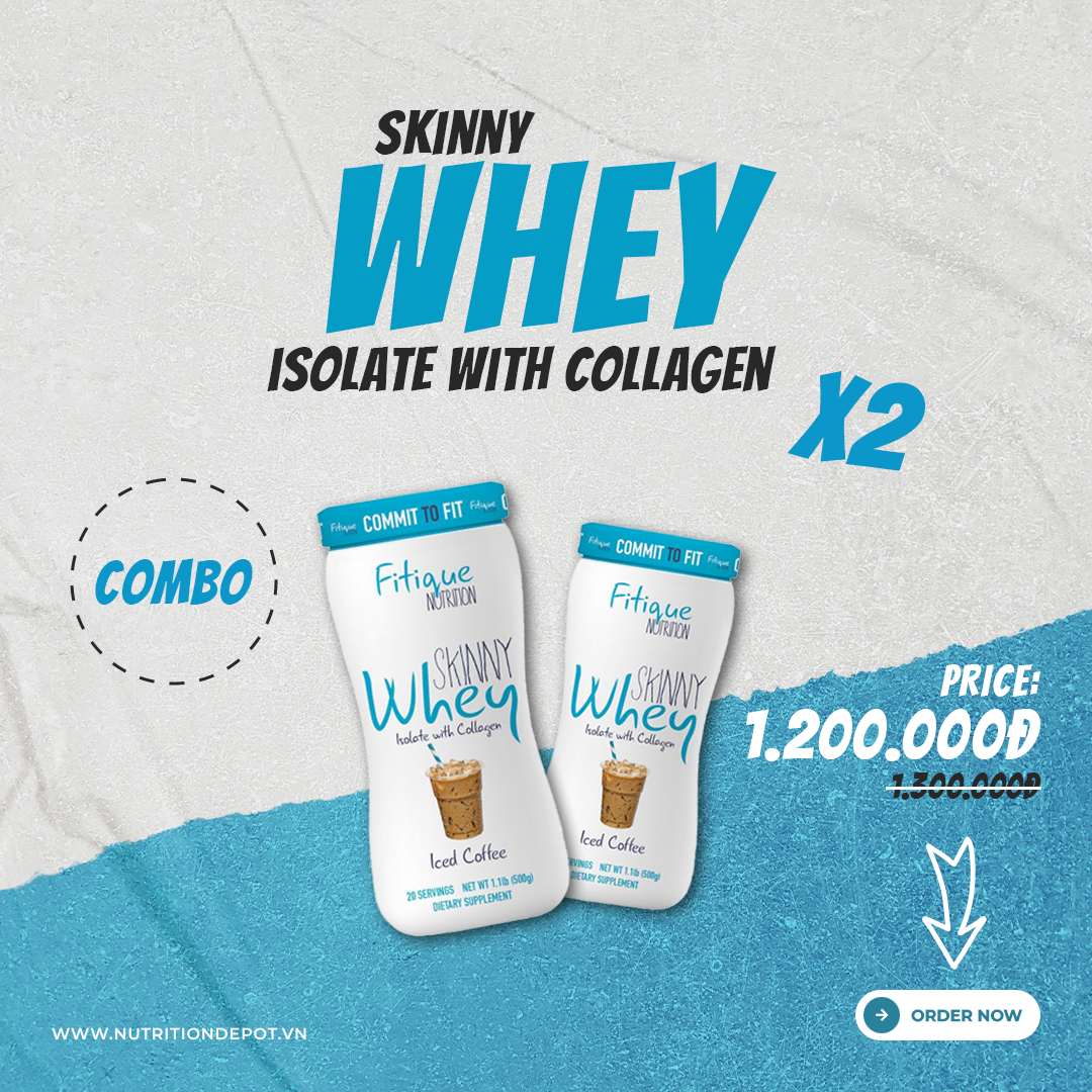 [GET 1 SHAKER] 2 瓶 x スキニー ホエイ アイソレート with コラーゲン フィティーク ニュートリション (500g) のコンボ